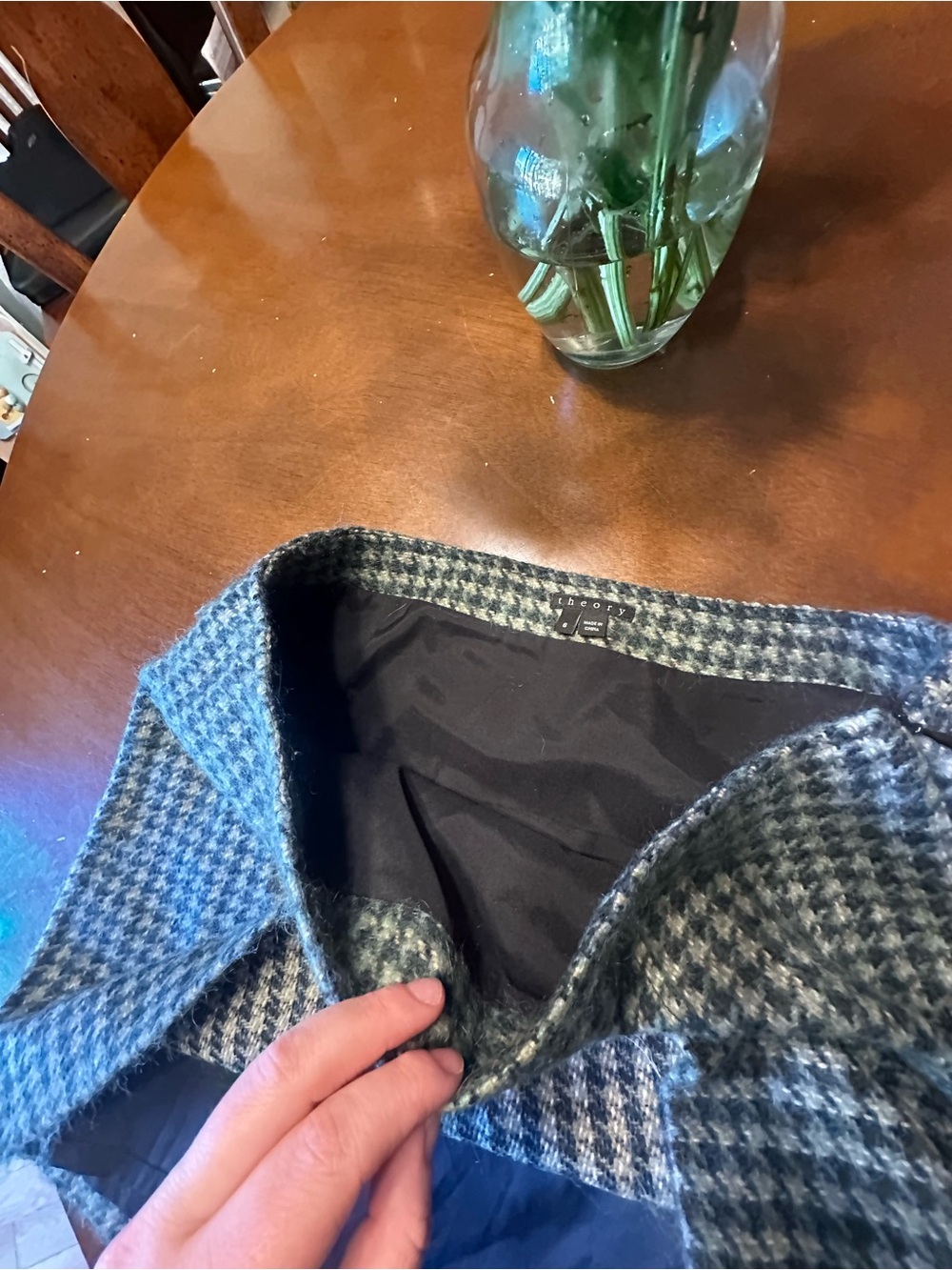 Houndstooth Wool-Blend Theory mini skirt